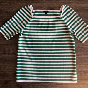 Talbots green & white sweater Size L Petite